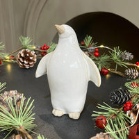 Medium Stone Glazed Ceramic Penguin Ornament 13cm