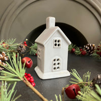 Glazed Ceramic House Tealight Holder 12cm