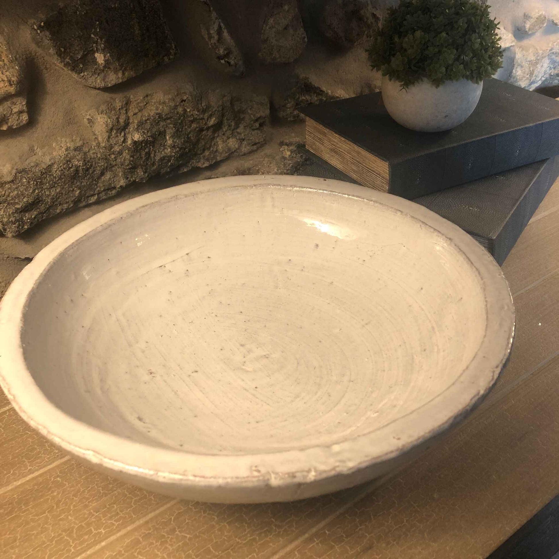 Antiqued White Glazed Bowl 