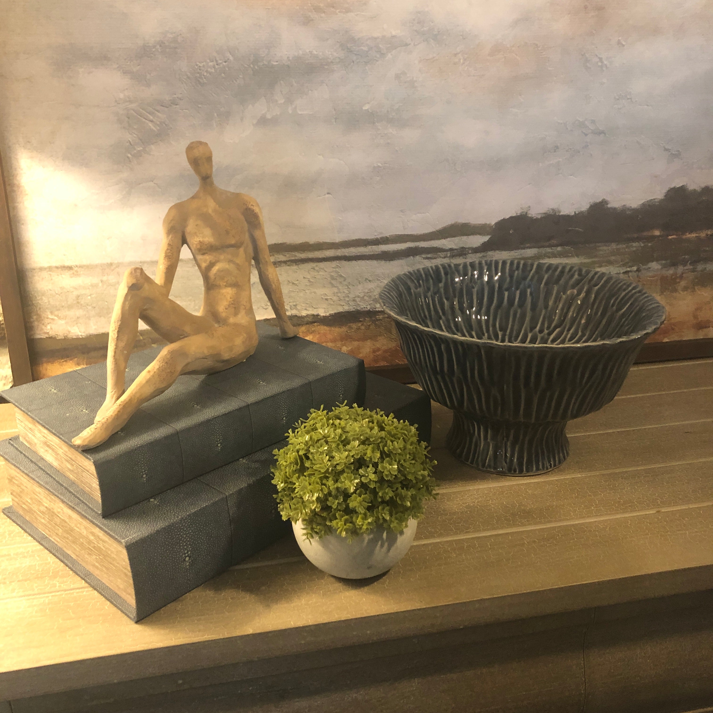 Stone Effect Lounging Sitting Man 29cm