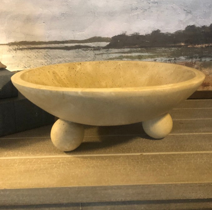 Travertine Effect Footed Bowl -5