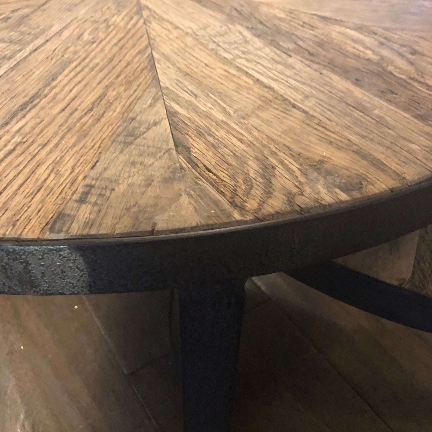Nest of Two Reclaimed Oak Round Coffee Tables
