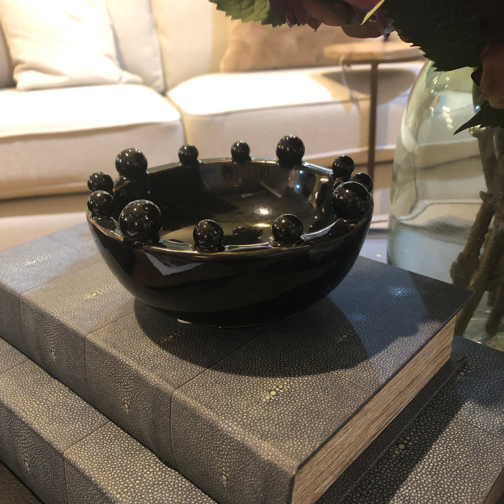 Black Mini Glazed Trinket Bobble Bowl 15cm