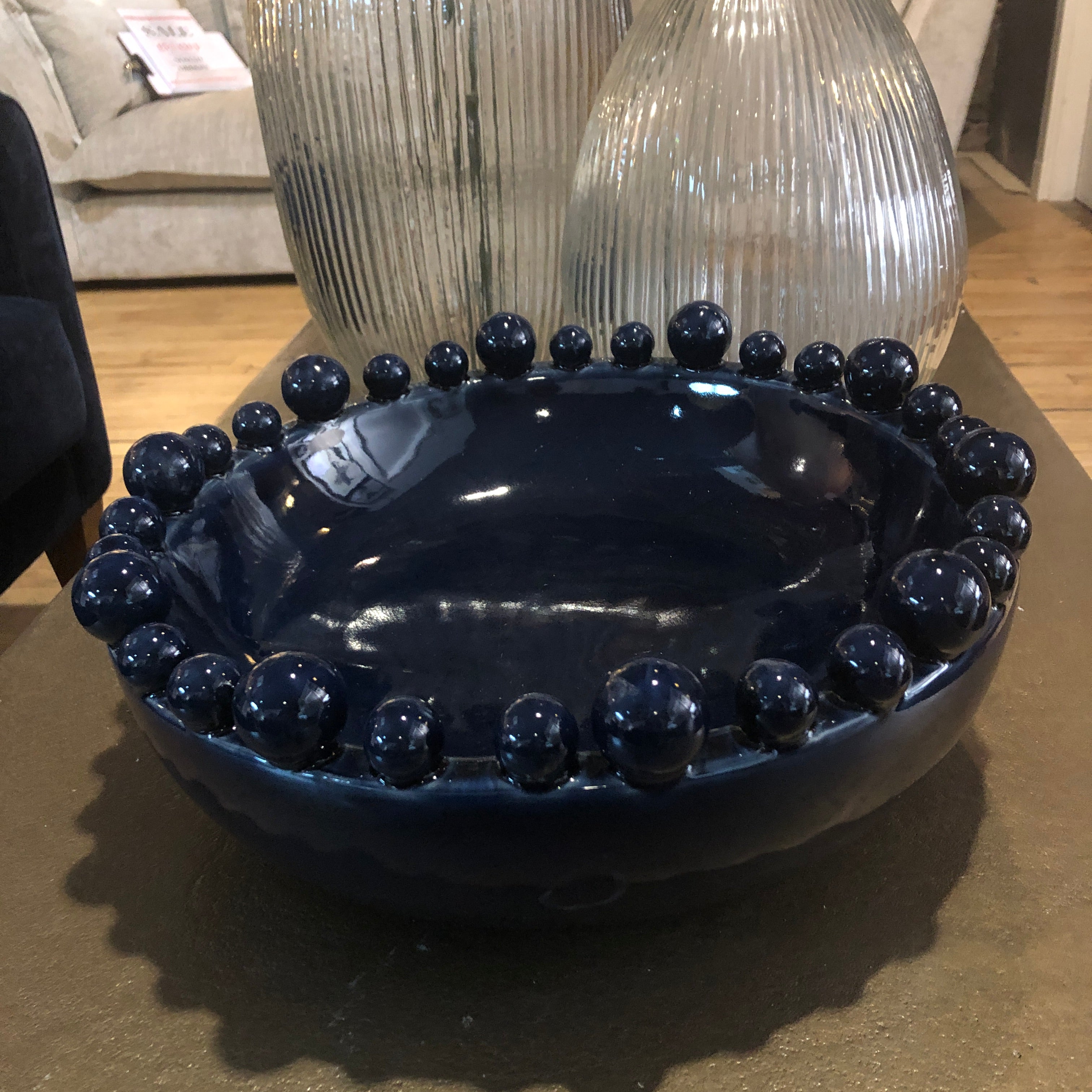 Emmerdale Dark Blue Bowl with Balls on Rim