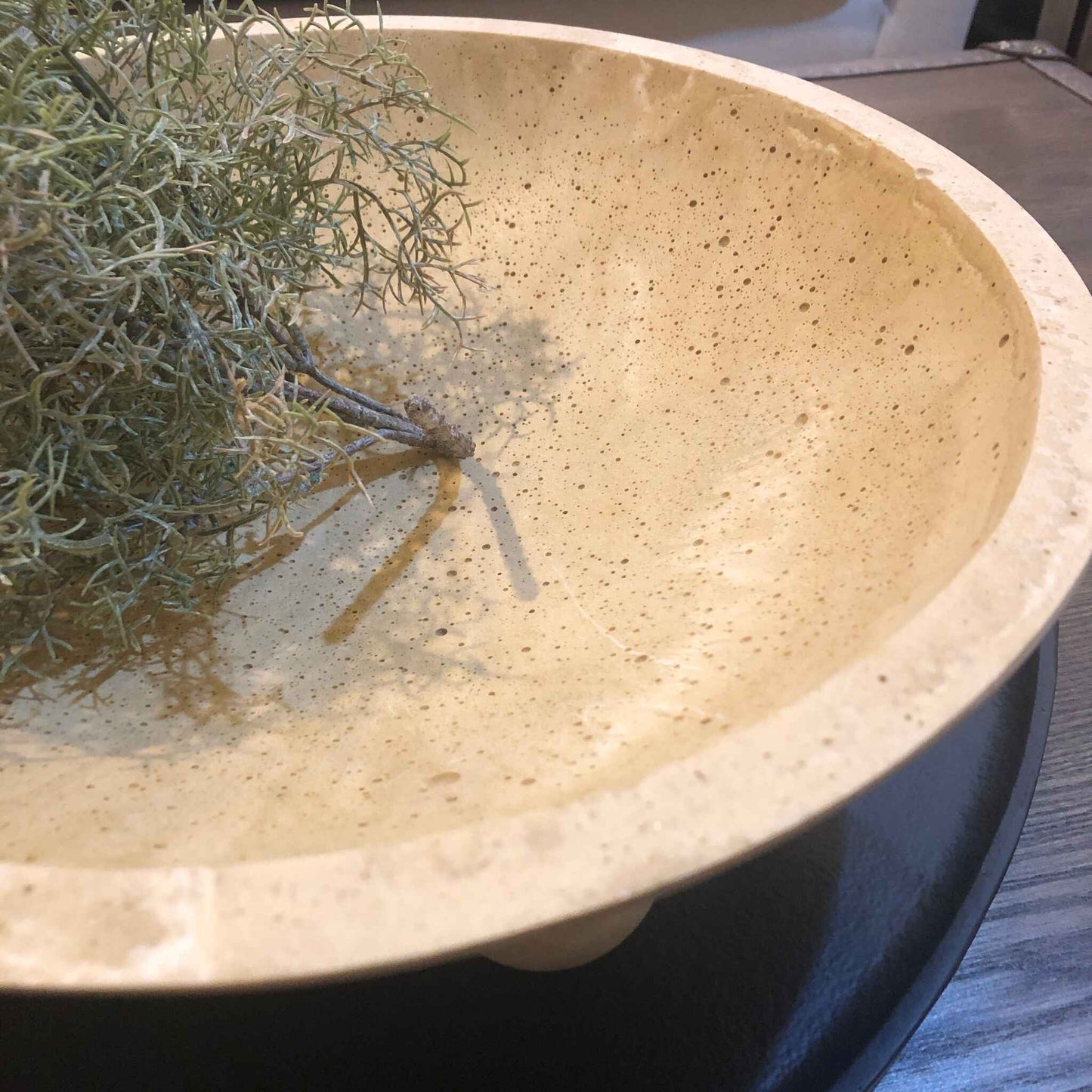 Travertine Effect Footed Bowl -2