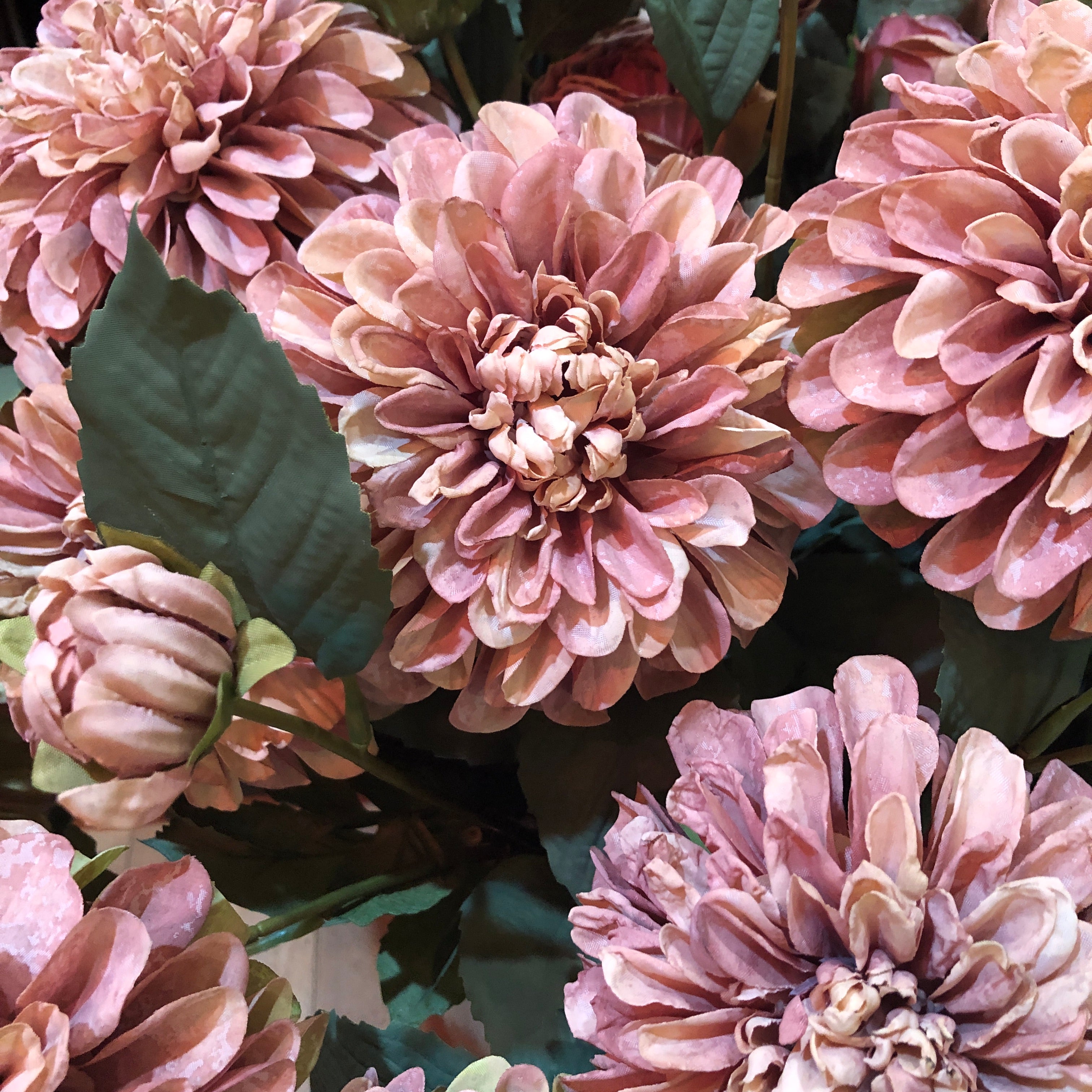 Dahlia Pink and Green Faux Stem 62cm