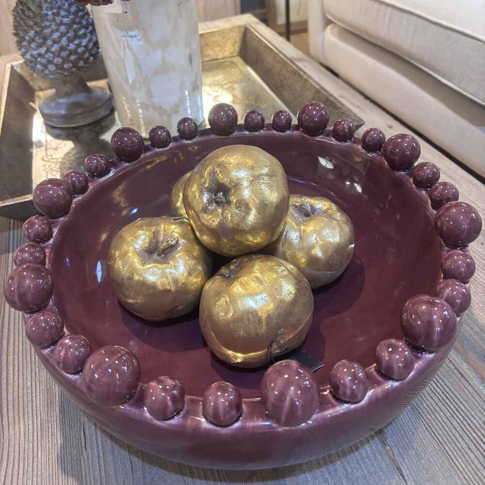 Emmerdale Decorative Burgundy Bobble Bowl 38cm-4