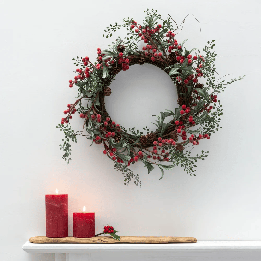 Iced Red Berry Wreath 50cm | Annie Mo's