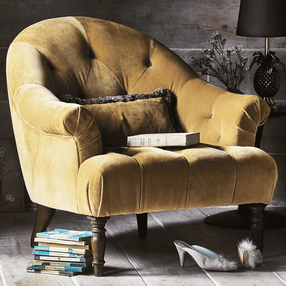 Yellow imogen armchair buttoned