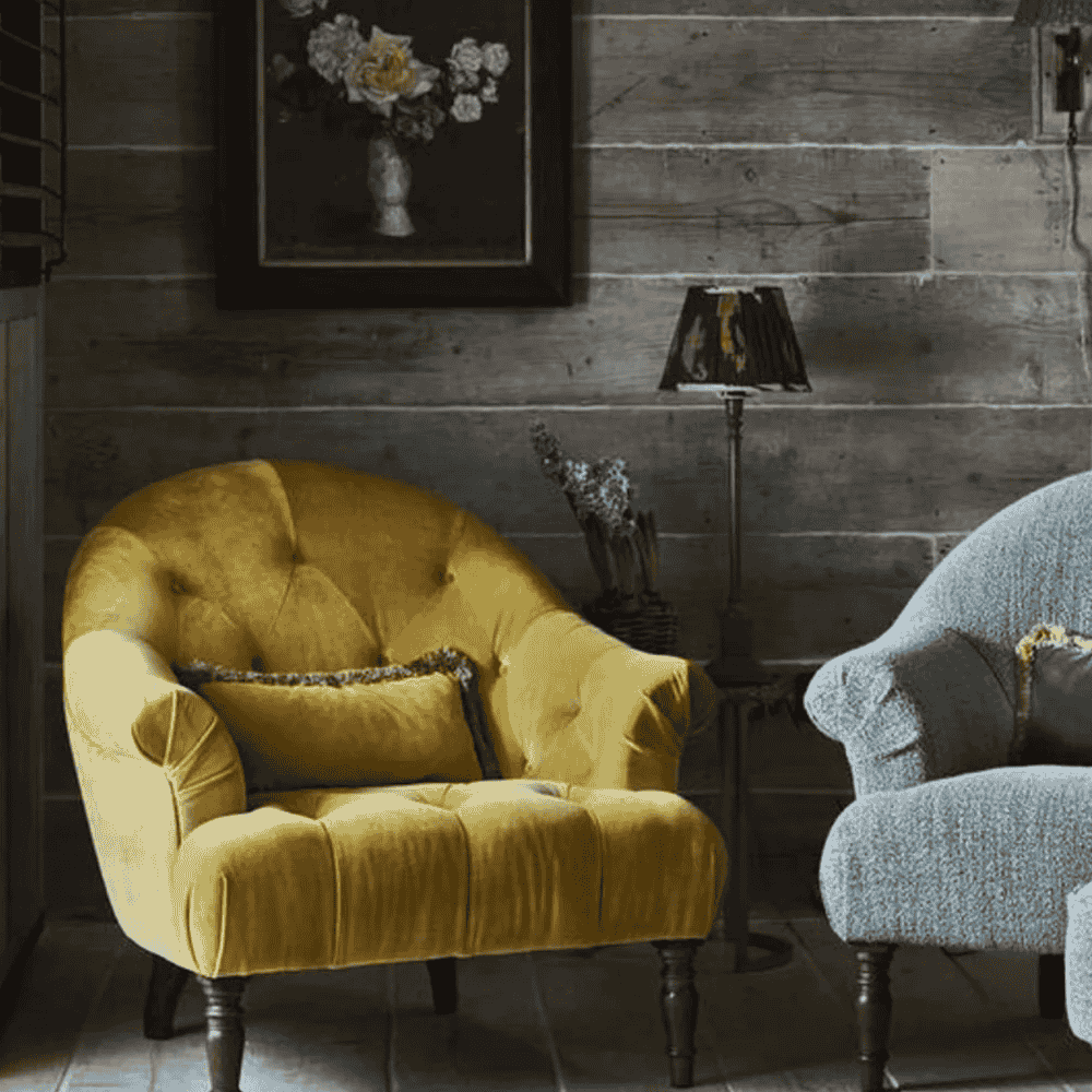 Yellow Imogen buttoned armchair