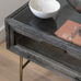 Iron and Oak Glass Side Table 55cm