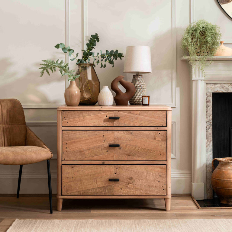 Jude Wooden Three Drawer Chest of Drawers 90cm Wide | Annie Mo's