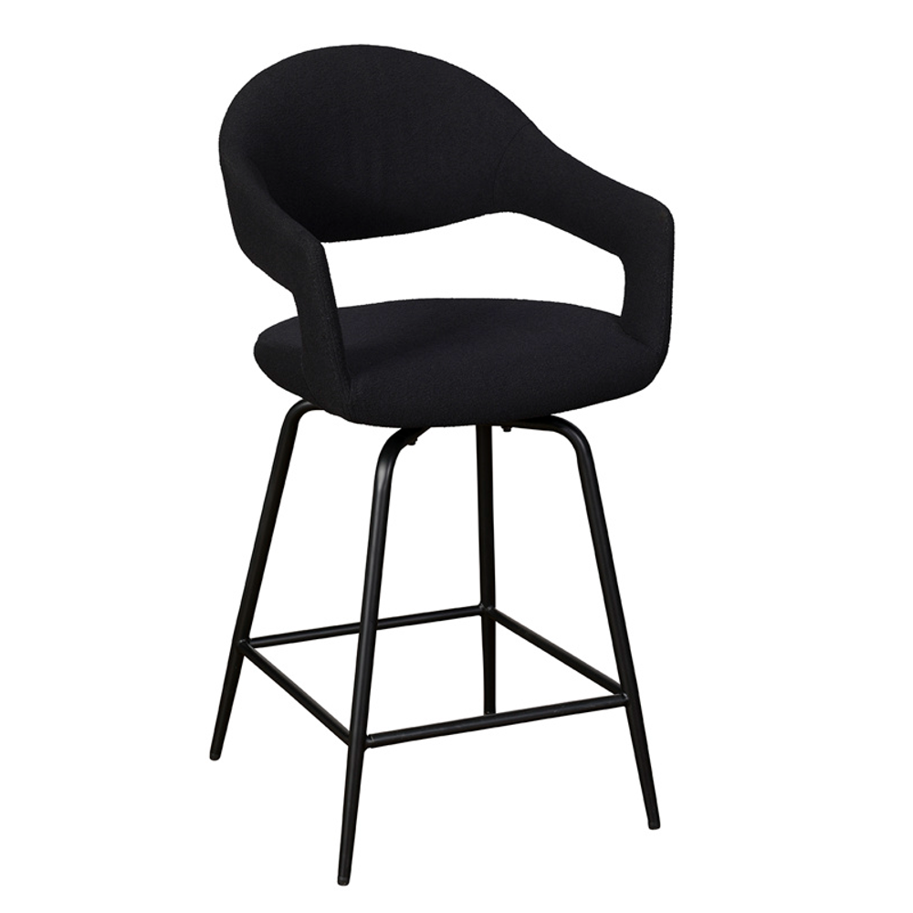 Jasmine Black Boucle Counter Height Bar Stool | Annie Mo's