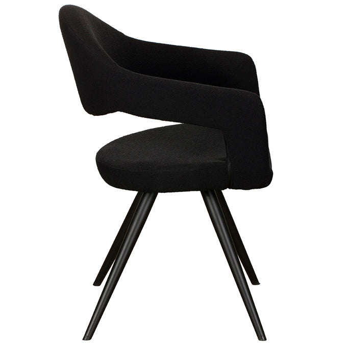 Jasmine  Carver Dining Chair - Black Boucle