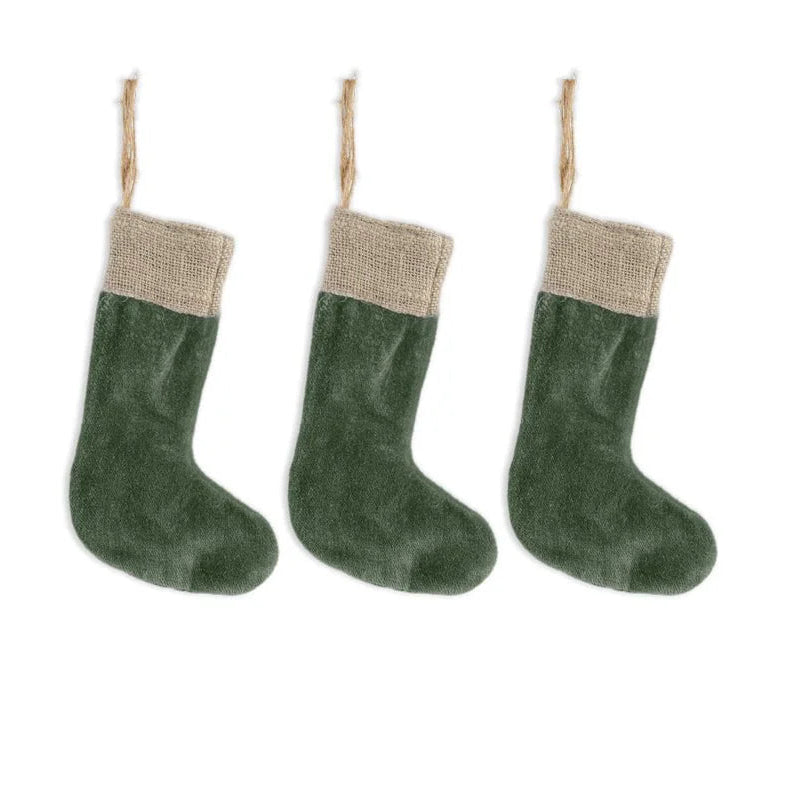 Karru Cotton Velvet Mini Stocking - Forest Green - (Set of 3) 13cm B