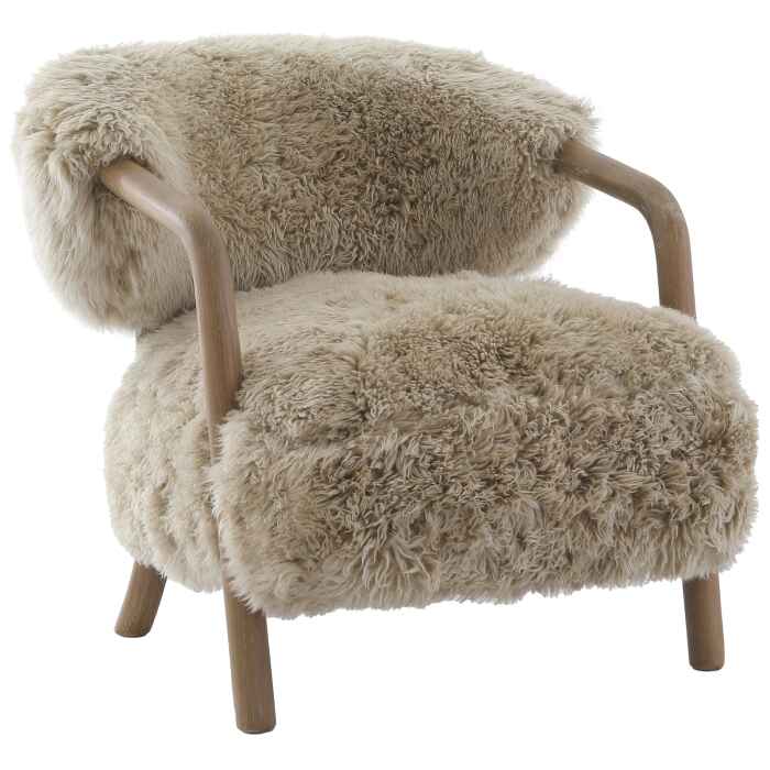 Keiichi Cotswold Lion Accent Chair in Real Sheepskin