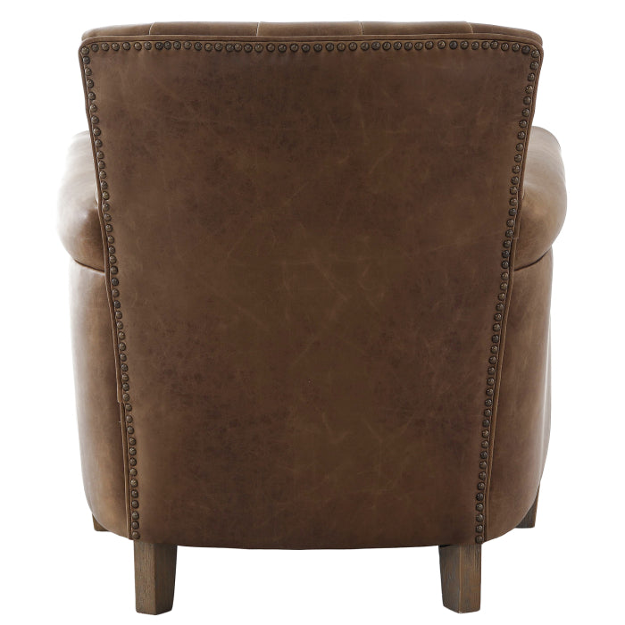 Keiichi Oxford Club Chair in Chocolate Leather-F