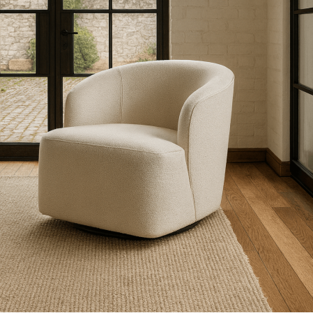 Keiichi Stow Swivel Chair in Off-white