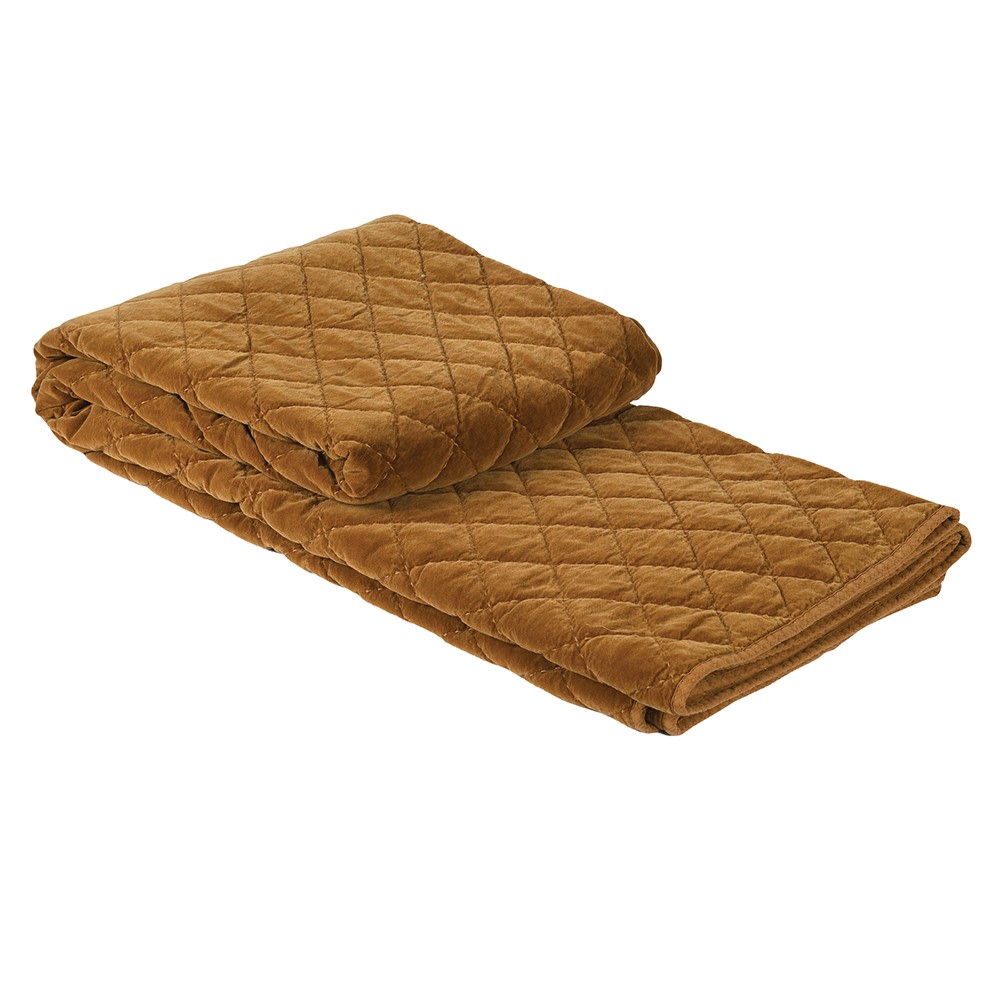 King Sized Velvet Padded Caramel Bed Spread 250cm