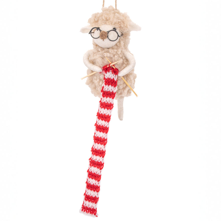 Knitting Sheep Felt Decoration 12cm | Annie Mo's