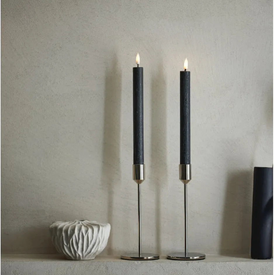 LED Dinner Candle Set of Two - Charcoal | Annie Mo's