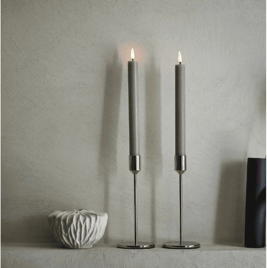 LED Dinner Candle Set of Two - Grey