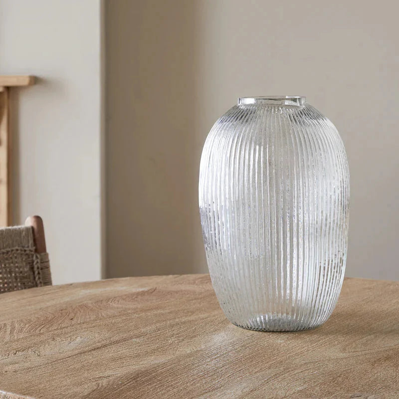 Linsy Ribbed Glass Vase - Size Choice