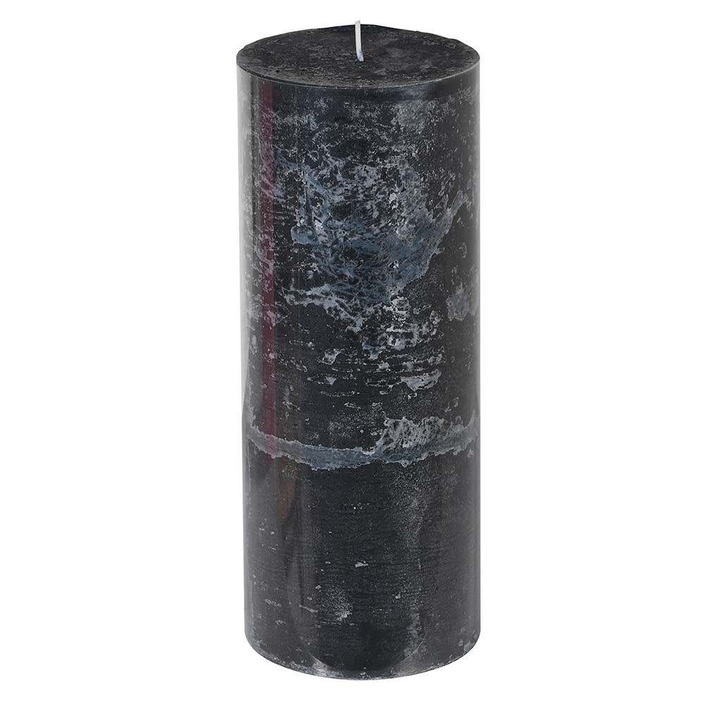 Large Black Violet and Seaweed Pillar Candle 25cm | Annie Mo's
