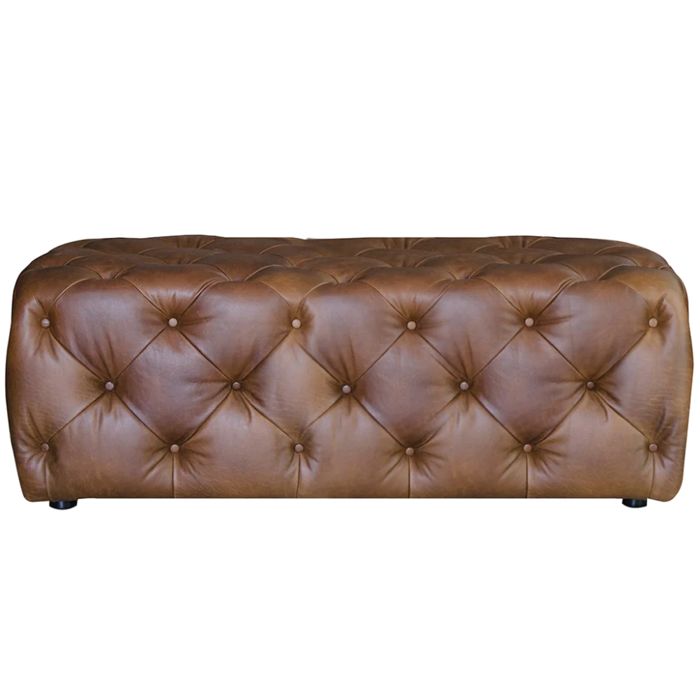 Large Buttoned Footstool | Leathers | Annie Mo's