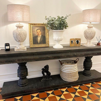 Large Distressed Black Console Table 240cm