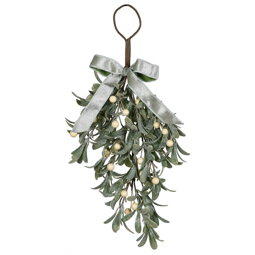Large Frosted Mistletoe Teardrop Swag 50cm | Annie Mo's