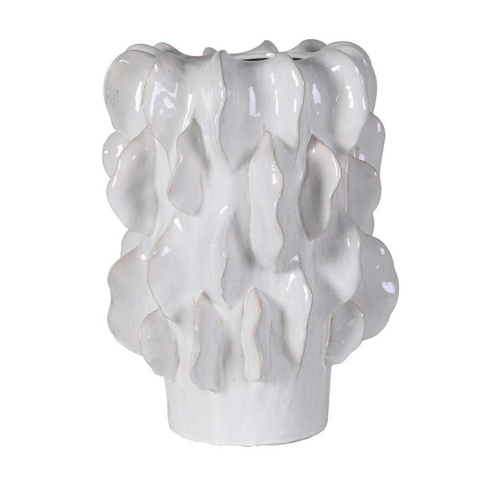 Large Glazed Textured Off White Vase 50cm | Annie Mo's
