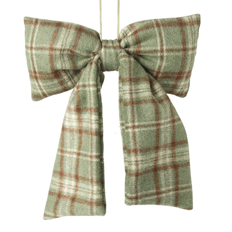 Large Green Check Fabric Bow Hanger 32cm