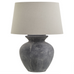Large Grey Round Table Lamp With Linen Shade 78cm