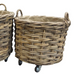 Large Rattan Wheeled and Lined Baskets - Size Choice