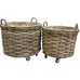 Large Round Rattan Wheeled and Lined Baskets - Size Choice