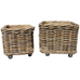 Large Square Rattan Wheeled and Lined Baskets - Size Choice