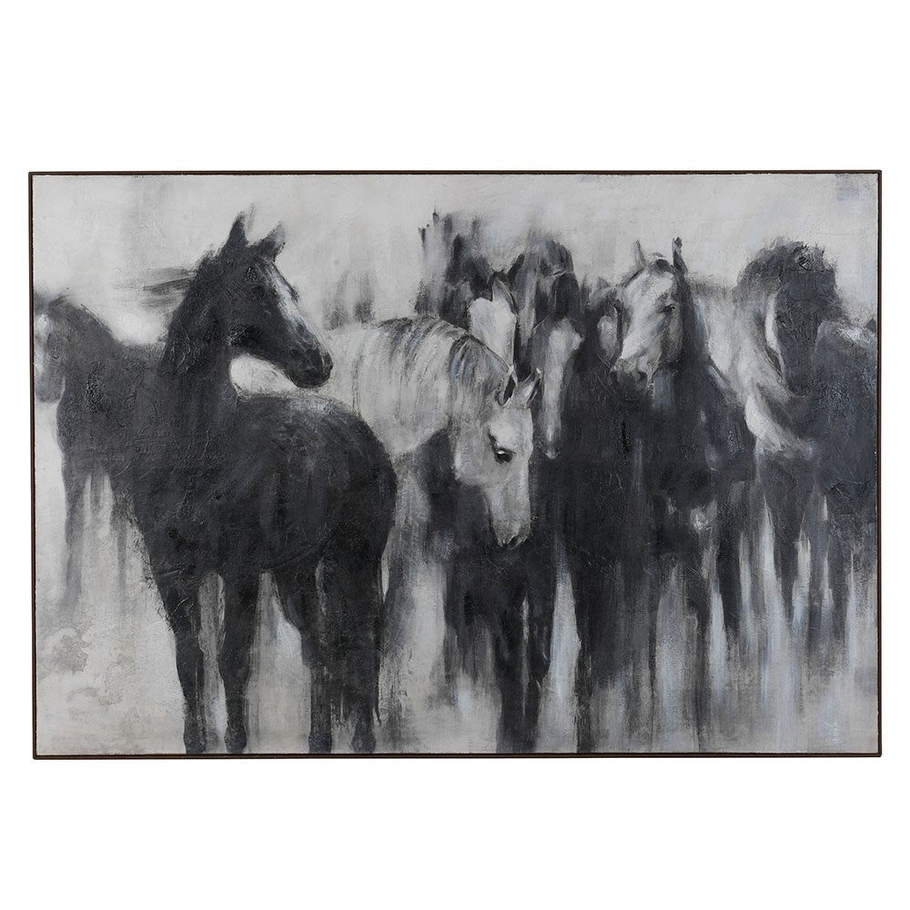 Large Wild Horses Framed Canvas 210cm | Annie Mo's