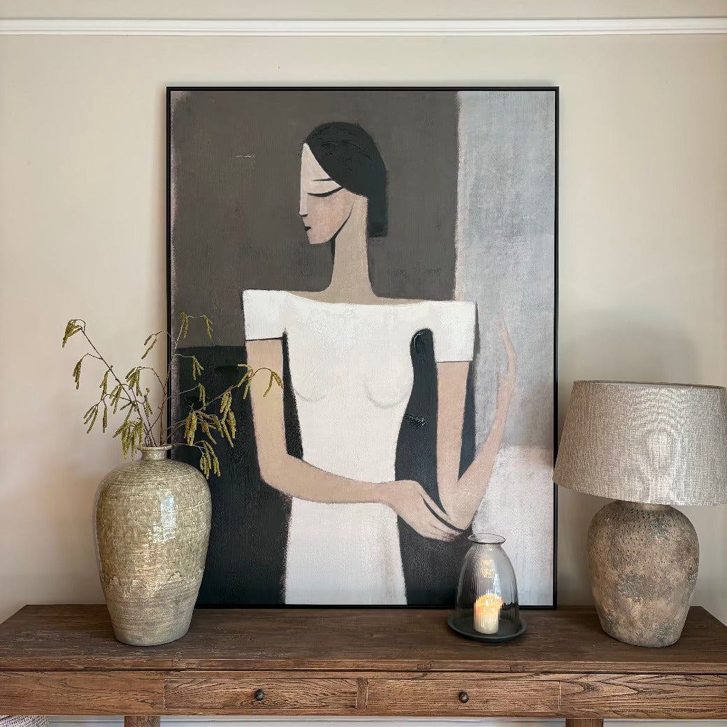 Large Framed Abstract Lady Canvas 160cm