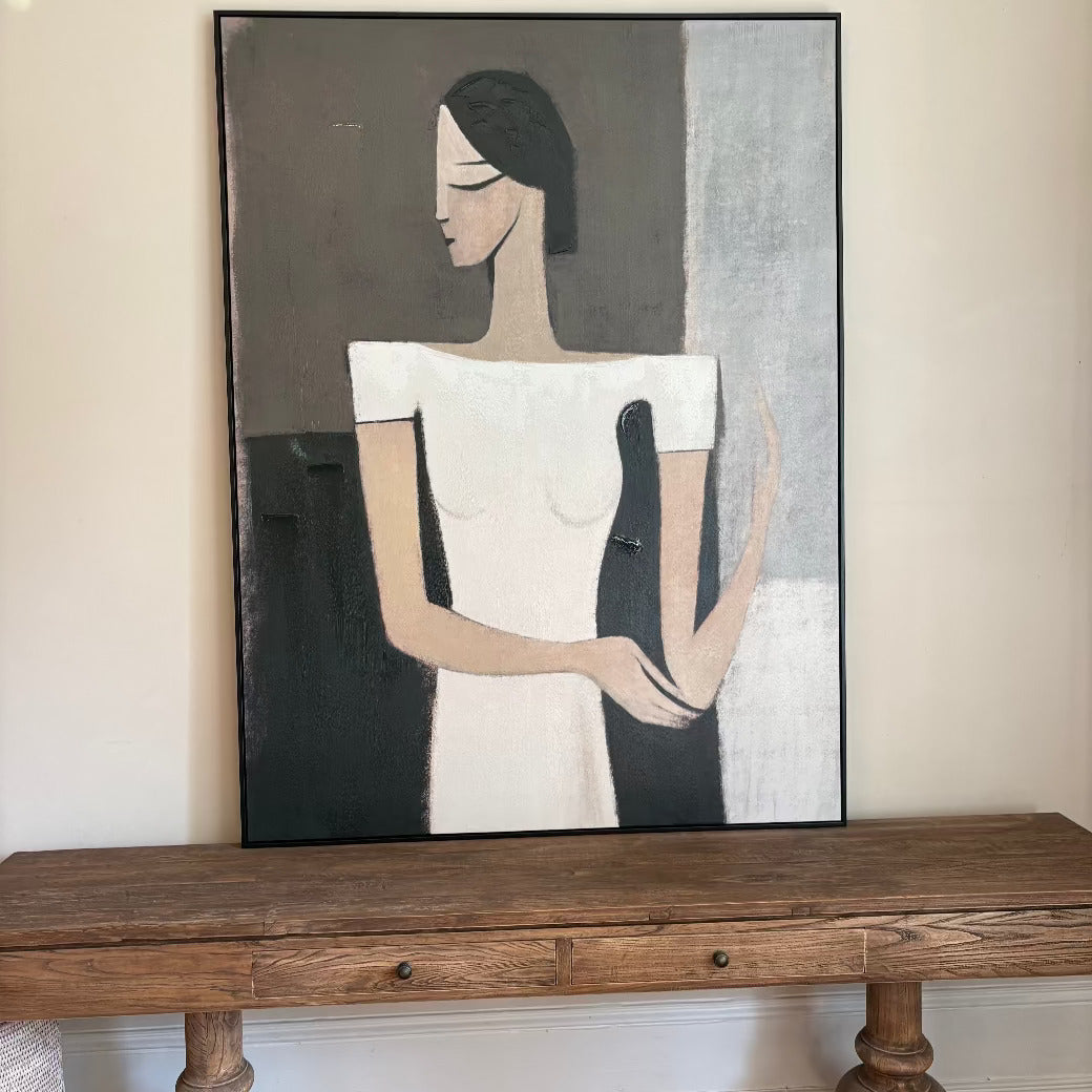 Large Framed Abstract Lady Canvas 160cm-C