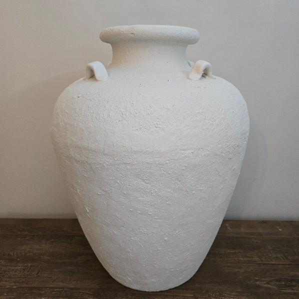 Large White Handled Vase 1
