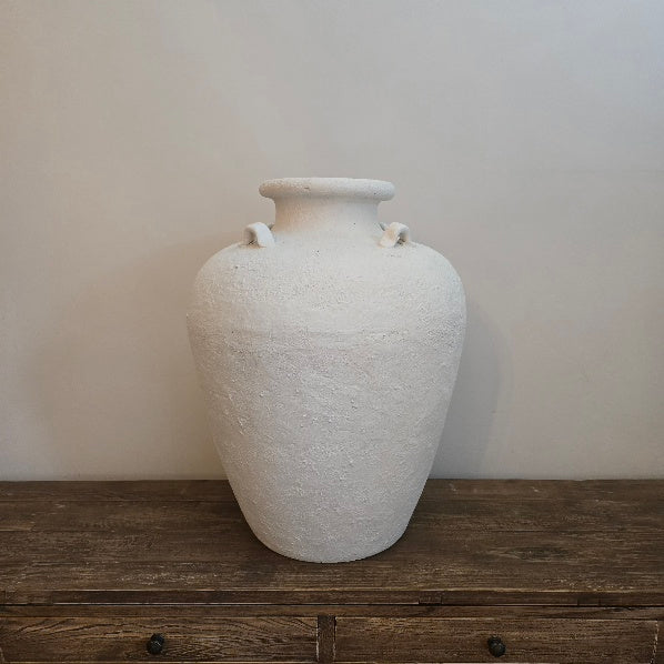 Large White Handled Vase 3