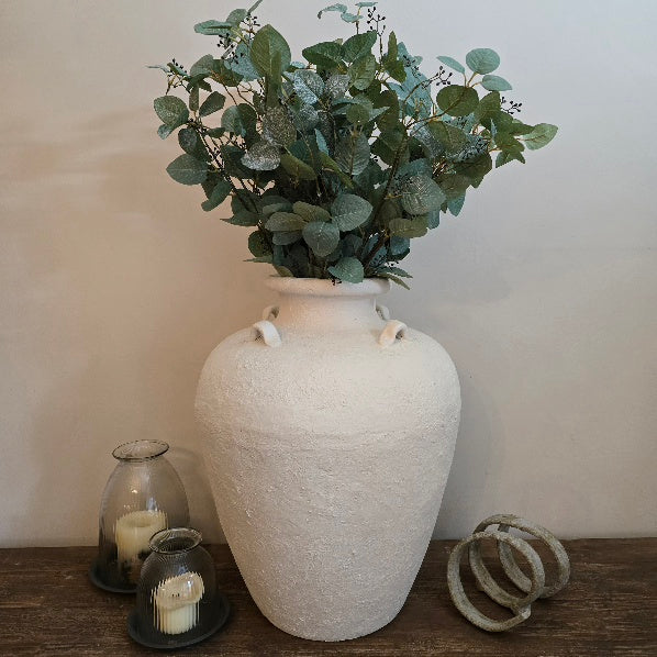 Large White Handled Vase 5