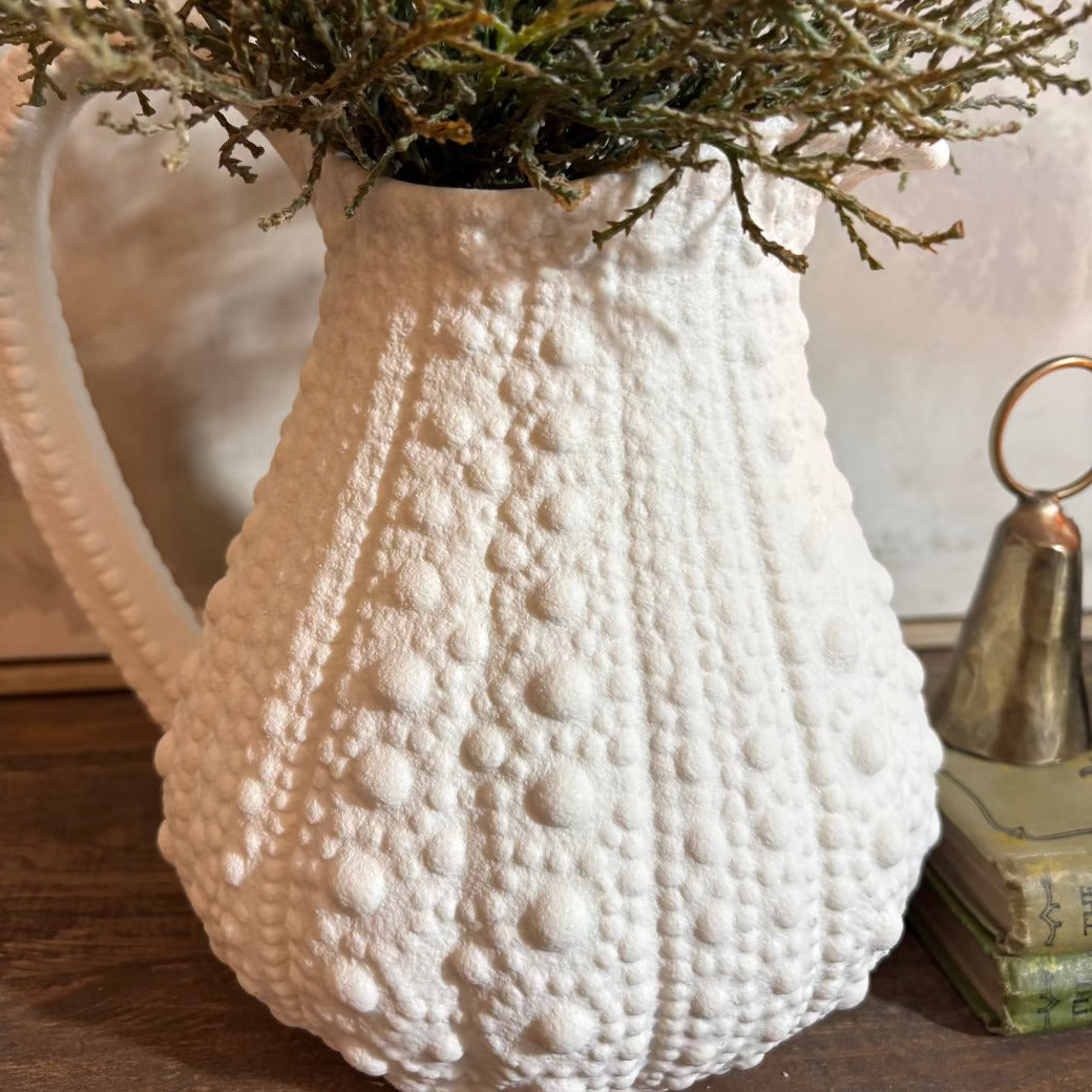 Large White Matte Urchin Jug 23cm-B