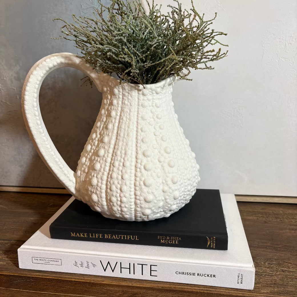 Large White Matte Urchin Jug 23cm