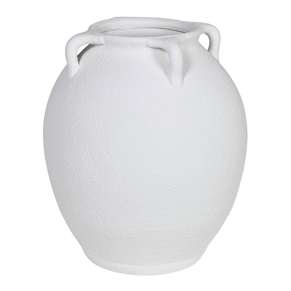 White Terracotta Vase with Handles