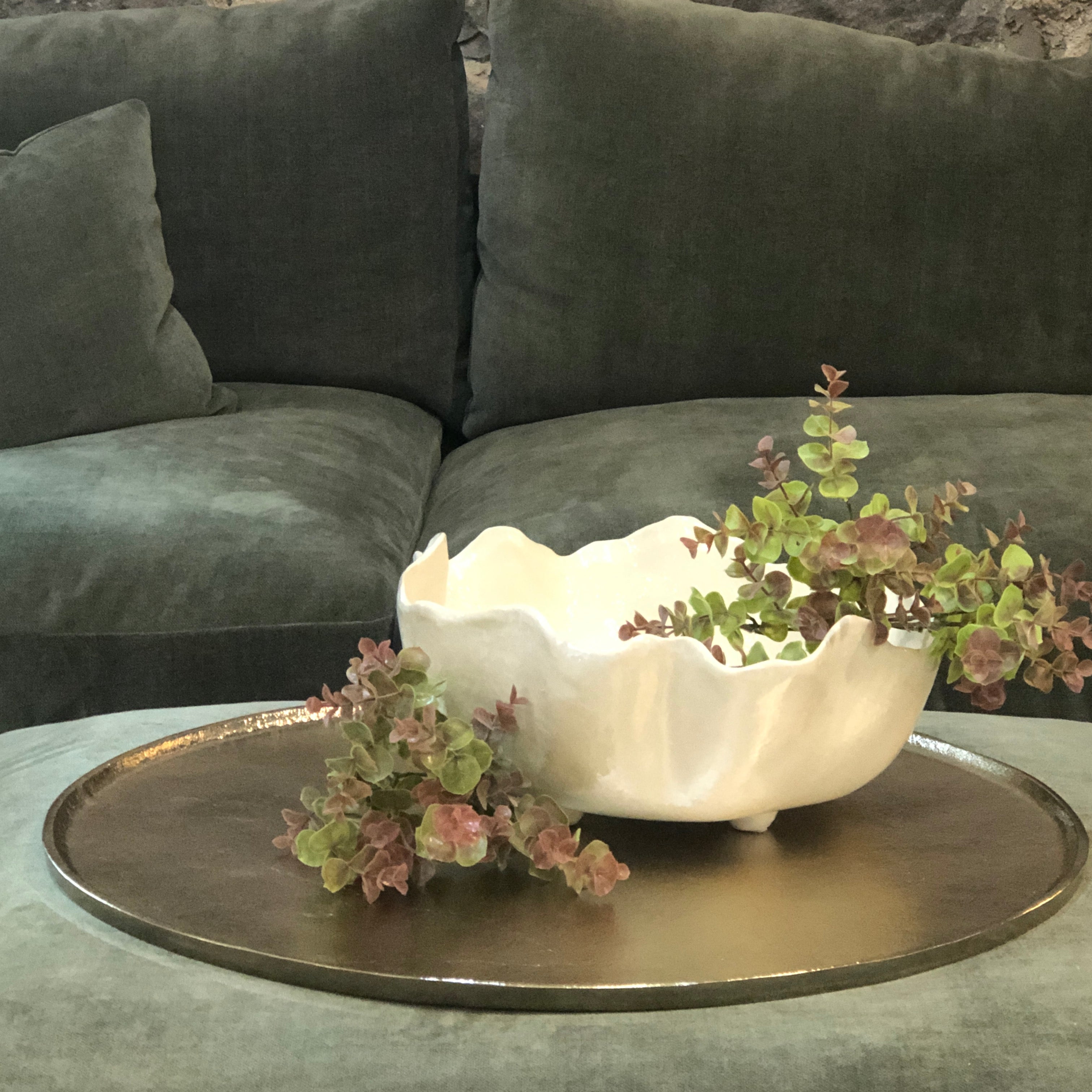 Large White Wavy Bowl 35cm C