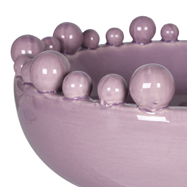 Emmerdale Lilac Crackle Glazed Large Bowl with Ball Detail-B