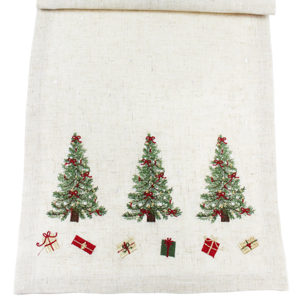Little Tree White Christmas Table Runner 190cm