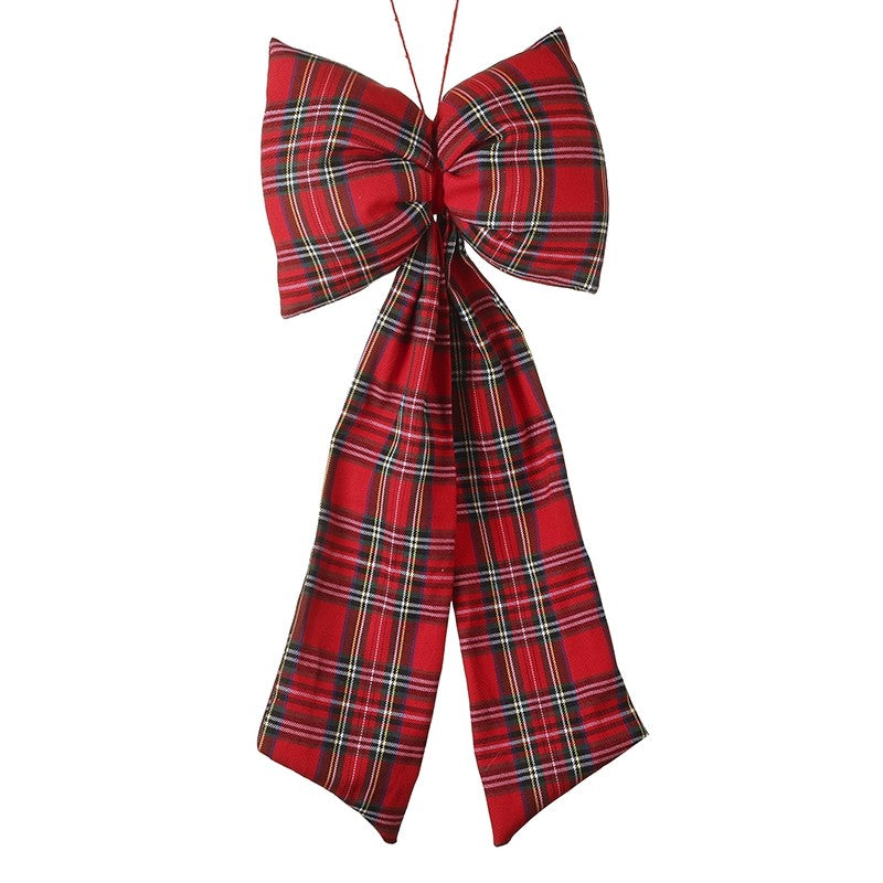Long Red Tartan Bow 50cm | Annie Mo's